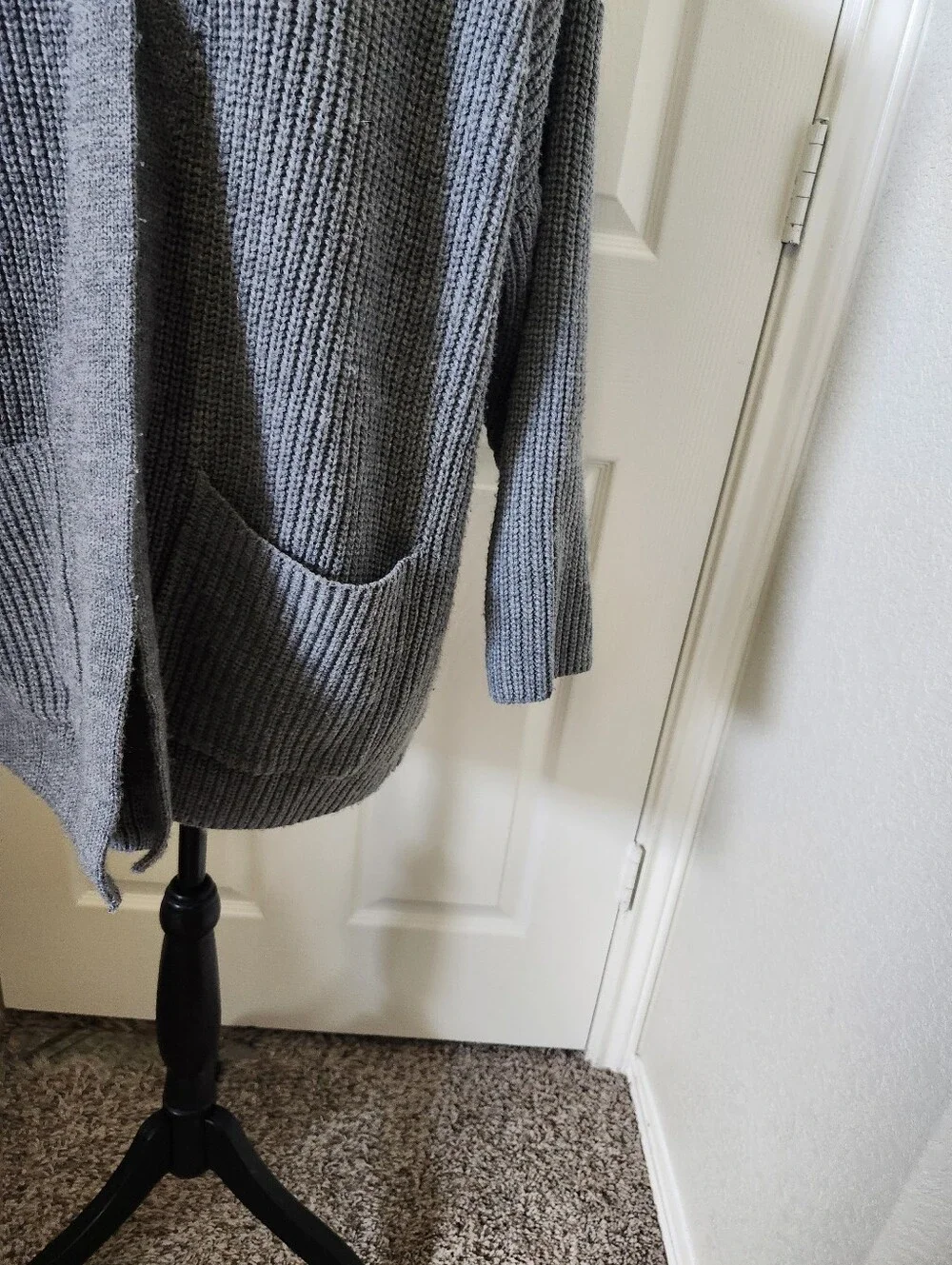 The Beach People Cozy Grey Knit Cardigan with Palm Embroidery
